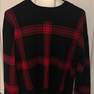Banana Republic Black and Red Plaid Knit Sweater